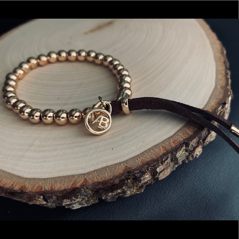(3)Gold Plated Beaded Stretch Bracelet Handcrafted